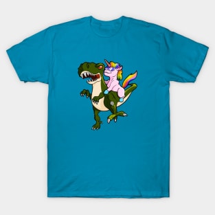 Unicorn Riding Dinosaur T-Shirt